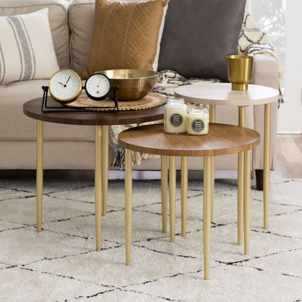 Darcy Dark Walnut, Beige and Gold Nesting Table, Set of 3, image 2