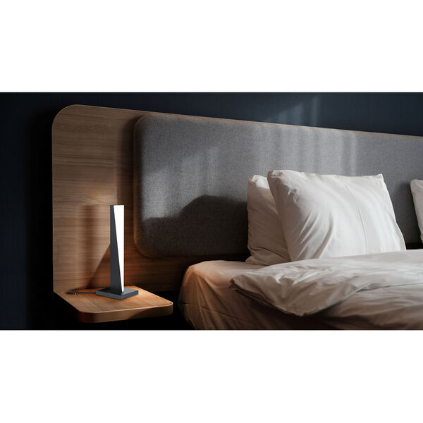 Isidro Structured Black Integrated LED Table Lamp with White Acrylic Shade, image 3