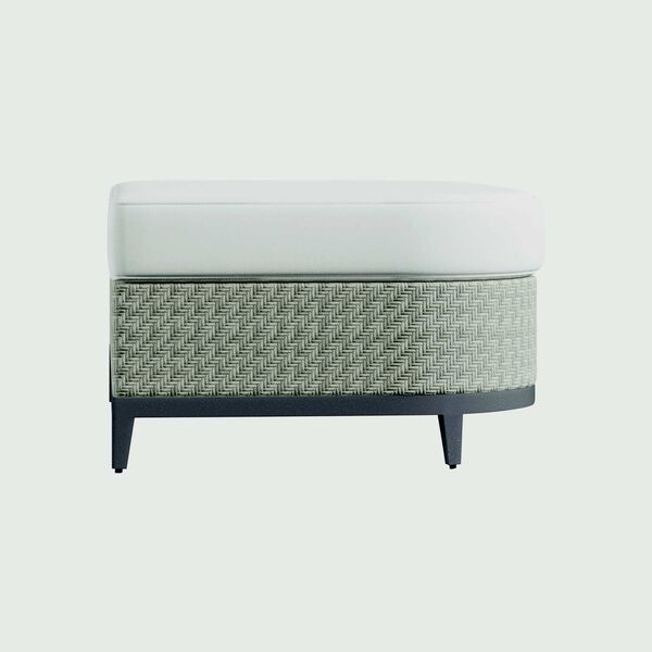 Captiva Pewter Gray and White Outdoor Ottoman, image 3