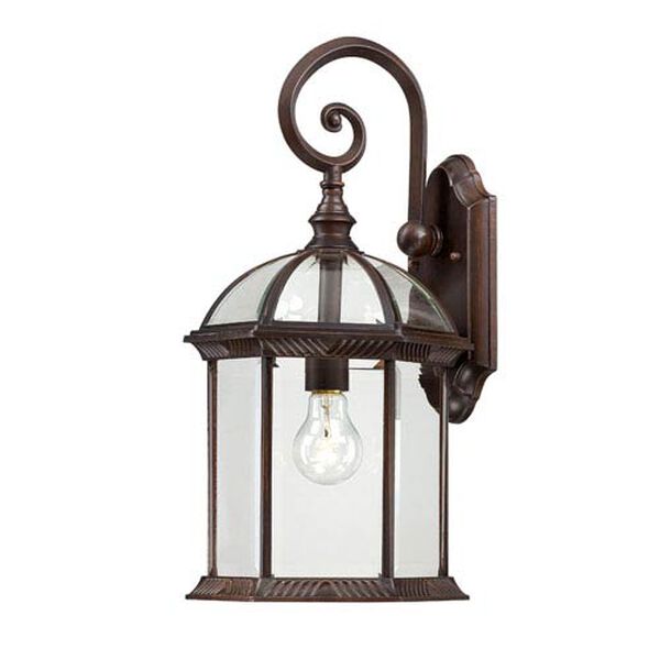 Boxwood Rustic Bronze Finish One Light Outdoor Wall Sconce with Clear Beveled Glass, image 1