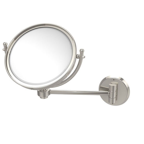8 Inch Wall Mounted Make-Up Mirror 4X Magnification, Polished Nickel, image 1