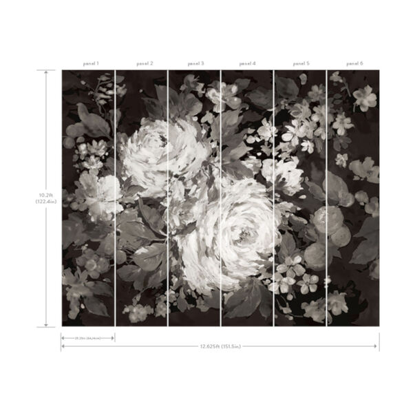 Mural Resource Library Gray and White Impressionist Floral Wallpaper, image 3
