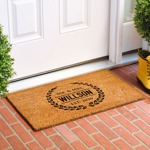Personalized Laurel Wreath Mr. and Mrs. 30 In. x 48 In. Doormat, image 2