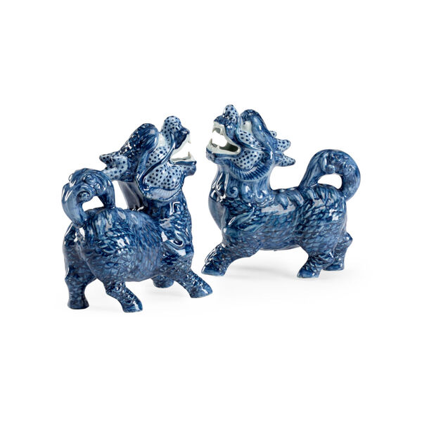 Blue Three-Inch Foo Dogs Figurine, image 1