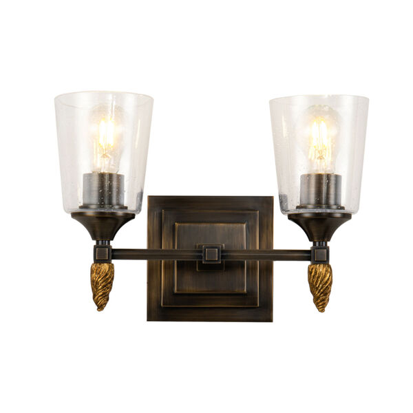 Vetiver Dark Bronze Polished Chrome Two-Light Wall Sconce, image 1