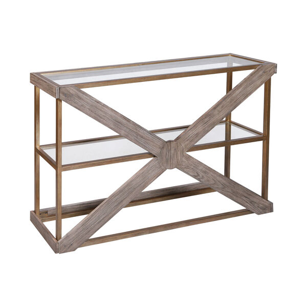 Jordrock Gold with Natural Wood Console Table, image 1