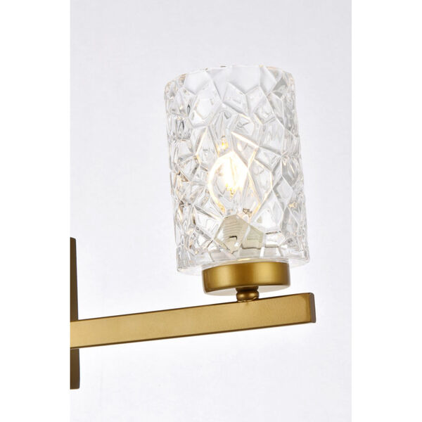 Cassie Brass and Clear Shade Three-Light Bath Vanity, image 5