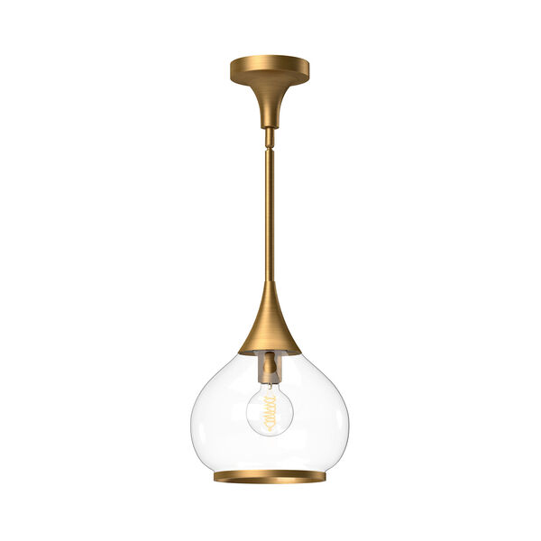 Hazel Aged Gold 10-Inch One-Light Pendant with Clear Glass, image 1