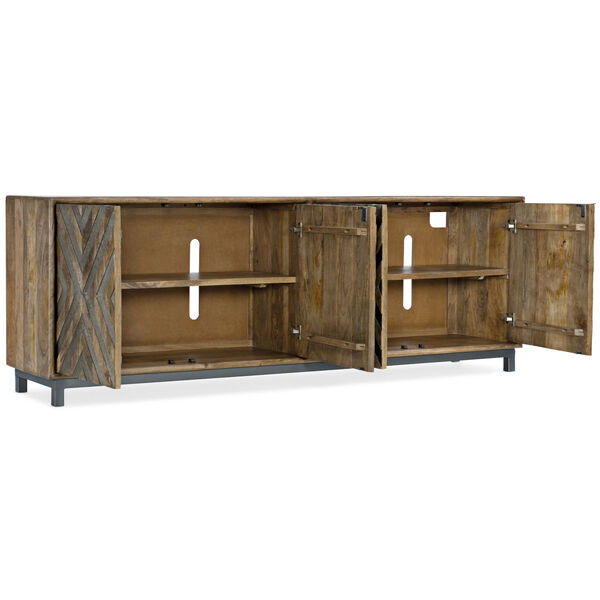 Mango Wood and Silver Four-Door Entertainment Console, image 2