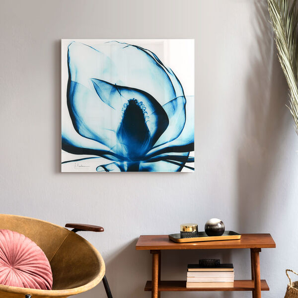 Blue Magnolia Frameless Free Floating Tempered Glass Graphic Wall Art, image 1