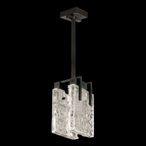 Terra Black 11-Inch Two-Light Rectangular LED Mini Pendant with Clear Glass, image 1