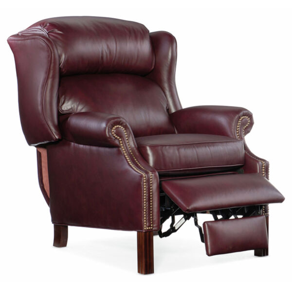 Chippendale Burgundy 33-Inch Pushback High Leg Reclining Lounger, image 2