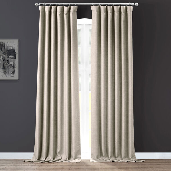 Italian Faux Linen Taupe Gray 50 in W x 96 in H Single Panel Curtain, image 2
