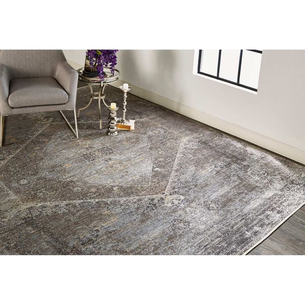 Sarrant Casual Distressed Gray Silver Ivory Area Rug, image 2
