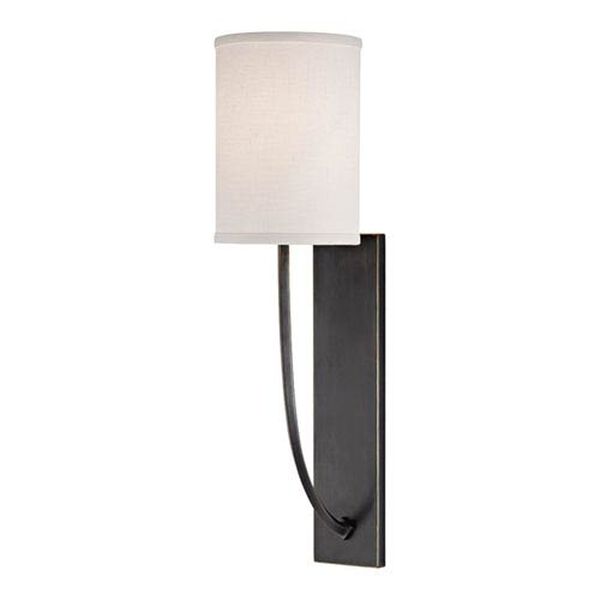 Myles Old Bronze One-Light Wall Sconce with Linen Shade, image 1