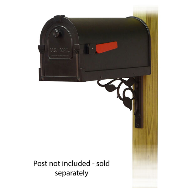 Curbside Black Savannah Mailbox with Floral Front Single Mounting Bracket, image 1