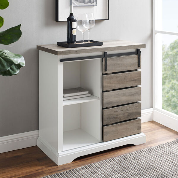 Solid White and Grey Wash TV Stand, image 7