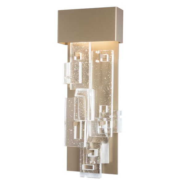 Art + Alchemy Gold Integrated LED Wall Sconce with Seeded Clear Glass, image 2
