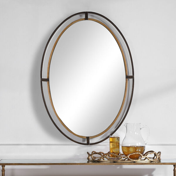 Selby Bronze and Gold Oval Wall Mirror, image 3