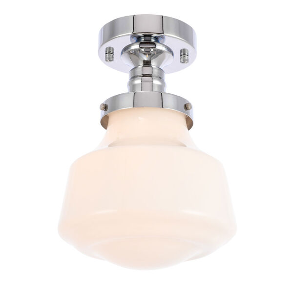 Lyle Chrome Eight-Inch One-Light Flush Mount with Frosted White Glass, image 6
