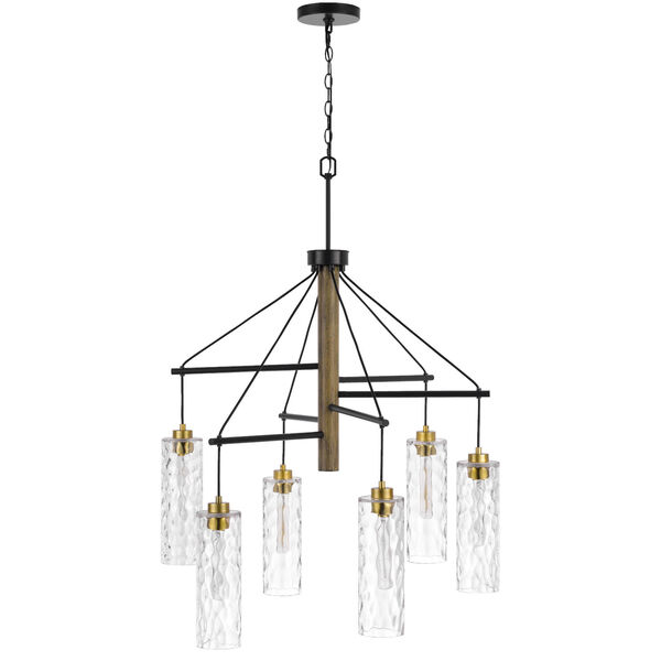 Williston Antique Brass and Natural Six-Light Chandelier, image 1
