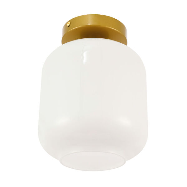 Collier Brass Seven-Inch One-Light Flush Mount with Frosted White Glass, image 6