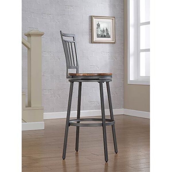 Filmore Slate Grey Counter Stool with Golden Oak Seat, image 3