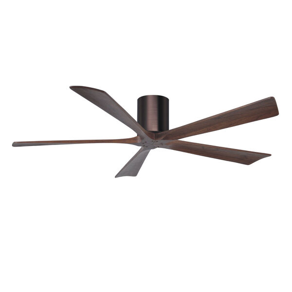Irene-5H Brushed Bronze 60-Inch Outdoor Flush Mount Ceiling Fan with Walnut Tone Blades, image 1