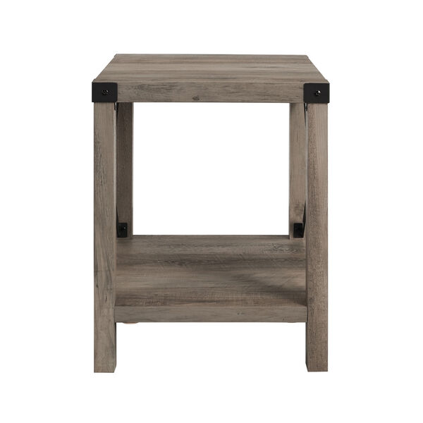 Metal X Rustic Wood Side Table , image 4