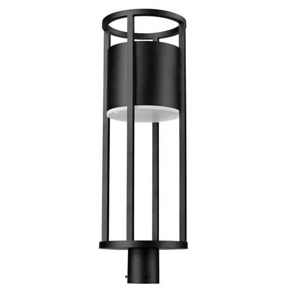 Luca Black LED Outdoor Post Mount Fixture with Etched Glass Shade, image 6