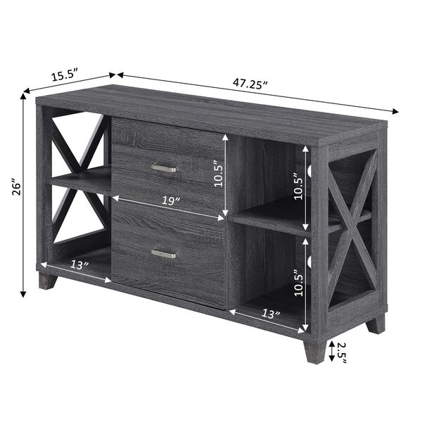 Oxford Deluxe Weathered Gray 2 Drawer TV Stand, image 7