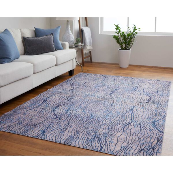 Mathis Industrial Abstract Blue Pink Tan Area Rug, image 3