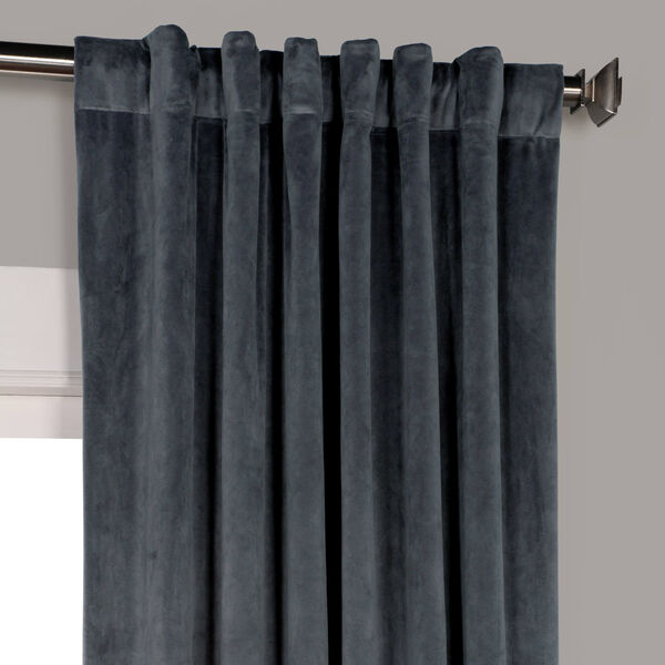 Distance Blue Grey Signature Blackout Velvet Single Panel Curtain 50 x 96, image 4