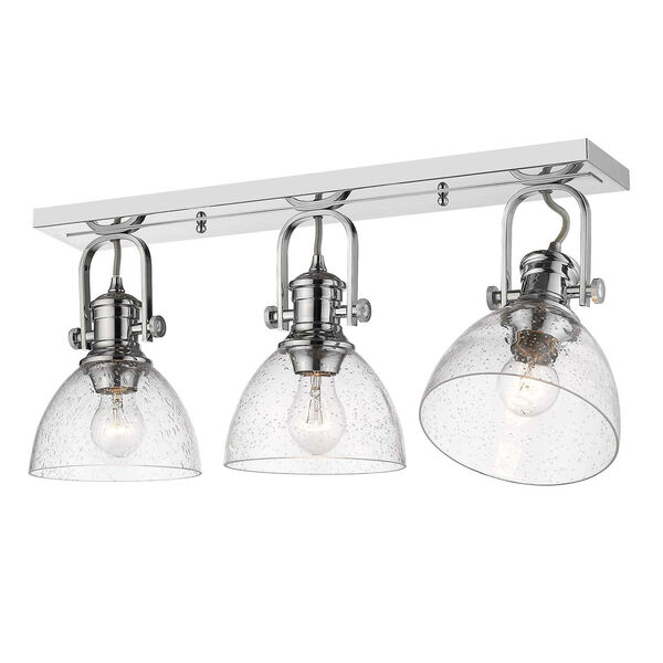 Hines Chrome Three-Light Semi-Flush Mount With Seeded Glass, image 2