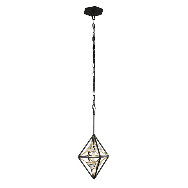 Marcia Matte Black and French Gold One-Light Pendant, image 1