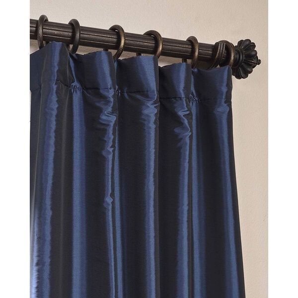 Navy Blue Blackout Faux Silk Taffeta Single Panel Curtain 50 x 84, image 2