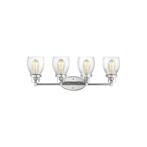 Belton Chrome Four-Light Bath Vanity with Clear Seeded Shade, image 1