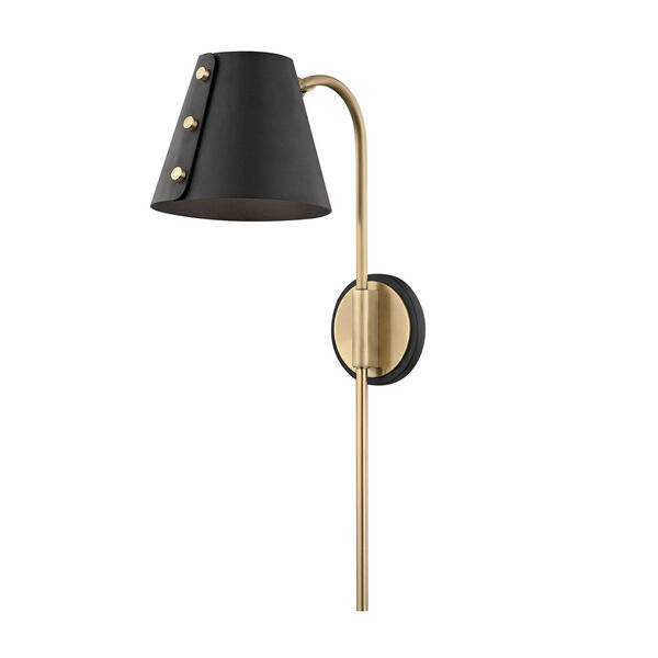 Meta Aged Brass 7-Inch LED Wall Sconce with Black Accents, image 1