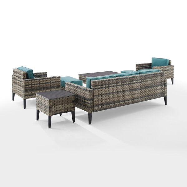 Prescott Outdoor Seven-Piece Wicker Sofa Set with Coffee Table, Side Table, Two Armchair and Two Ottoman, image 4