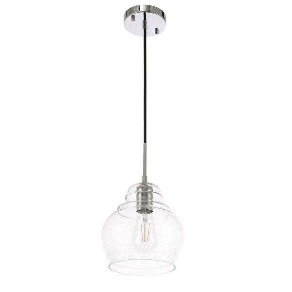 Pierce Chrome Eight-Inch One-Light Mini Pendant with Clear Seeded Glass, image 5
