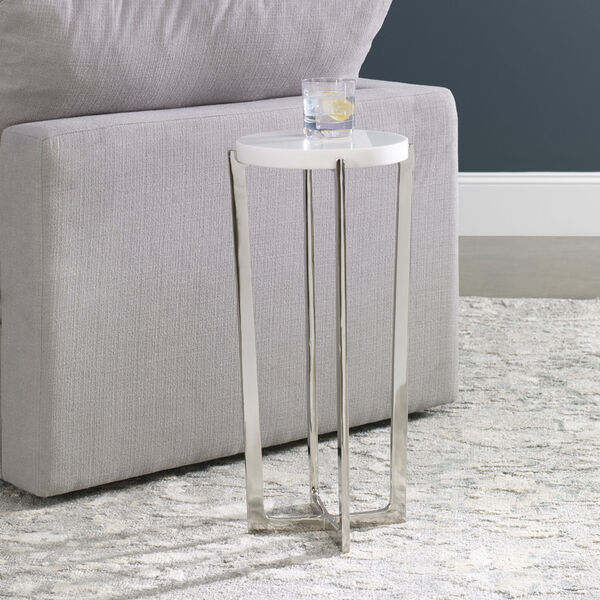 Waldorf White Marble Drink Table, image 1