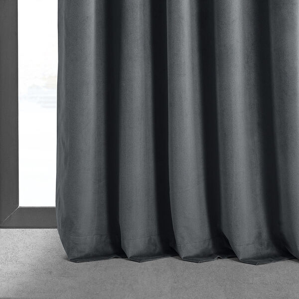 Distance Blue Grey Signature Blackout Velvet Single Panel Curtain 50 x 96, image 13