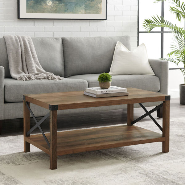 Rustic Oak and Black Coffee Table, image 4