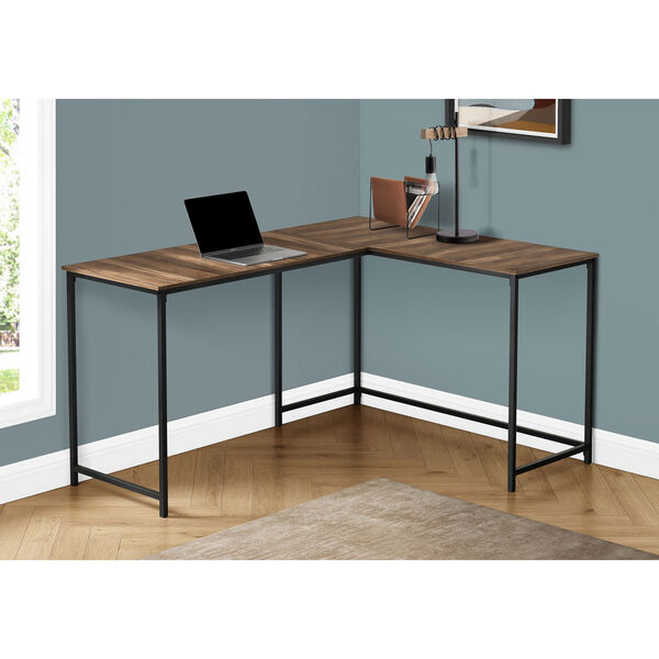 Brown Reclaimed and Black L-Shaped Computer Desk, image 2
