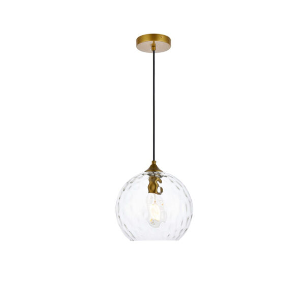 Cashel Brass and Clear One-Light Pendant, image 1