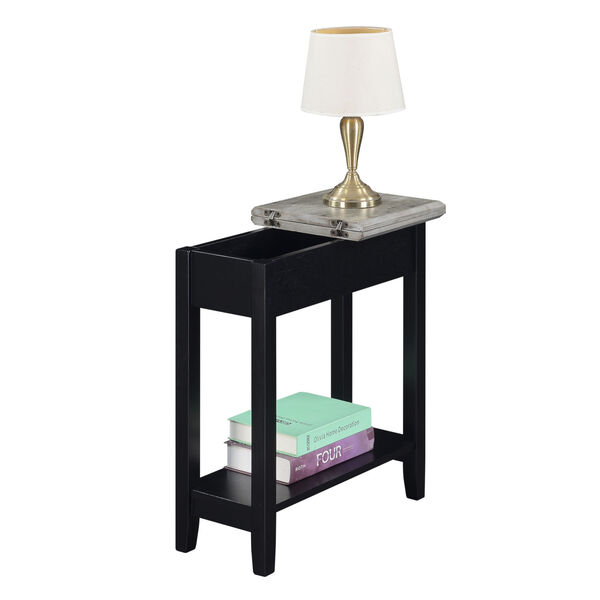 American Heritage Faux Birch and Black Flip Top End Table, image 3