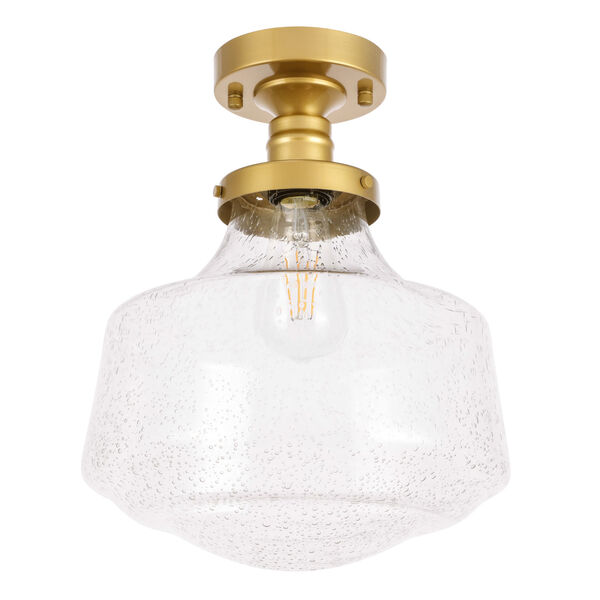 Lyle Brass 11-Inch One-Light Flush Mount with Clear Seeded Glass, image 6