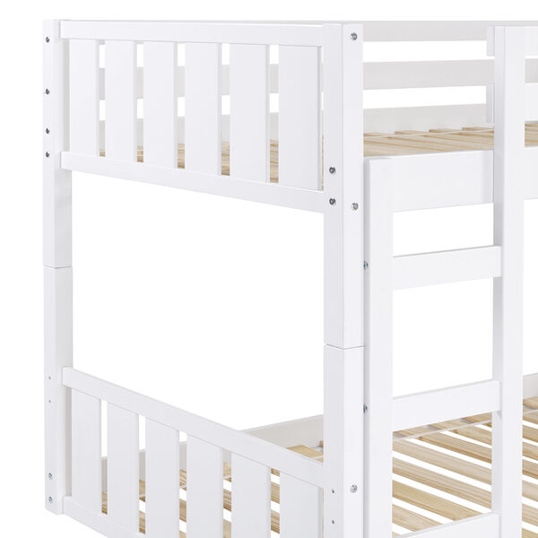 Solid Wood Slat White Twin Bunk Bed, image 4
