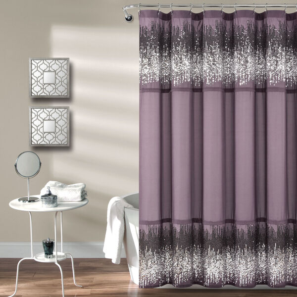 Purple and Black 72 x 72 In. Single Shower Curtain, image 1