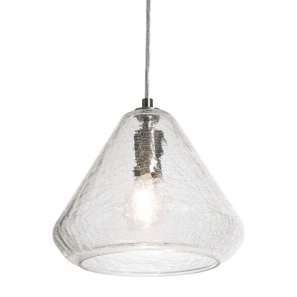 Armitage Satin Nickel One-Light Pendant with Clear Crackle Glass, image 1